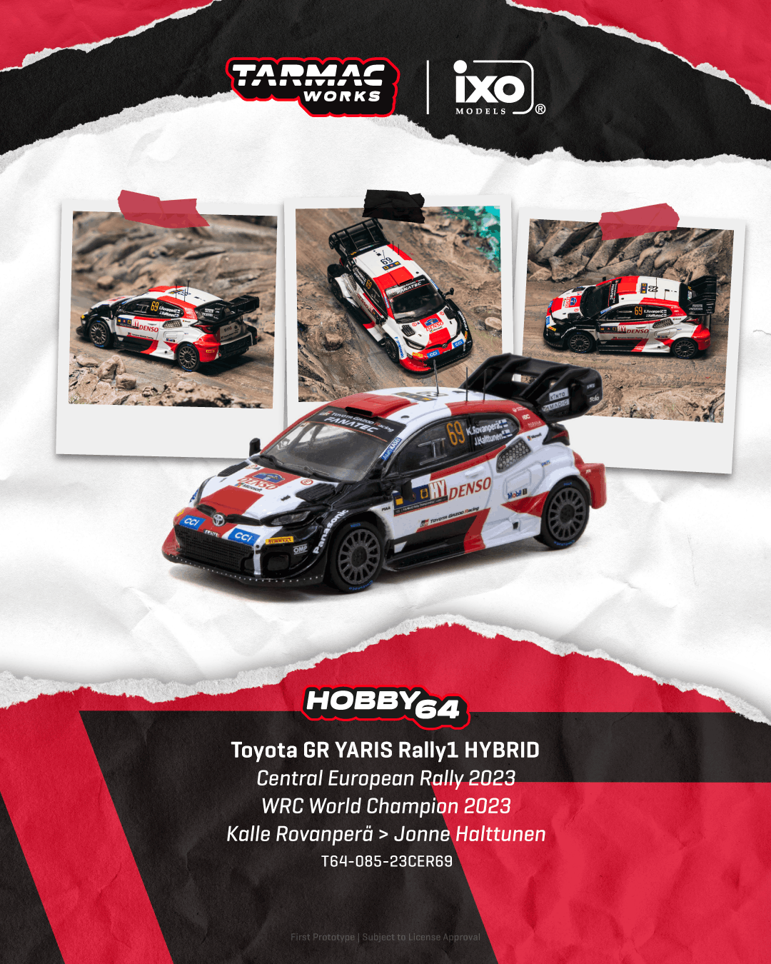 Tarmac Works Toyota GR Yaris Rally1 Hybrid #69 Central European Rally from the Hobby64 series.