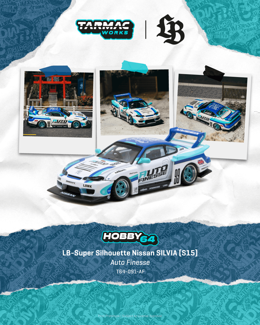 Tarmac Works Nissan Silvia S15 LB Super Silhouette Auto Finesse from the Hobby64 collection.