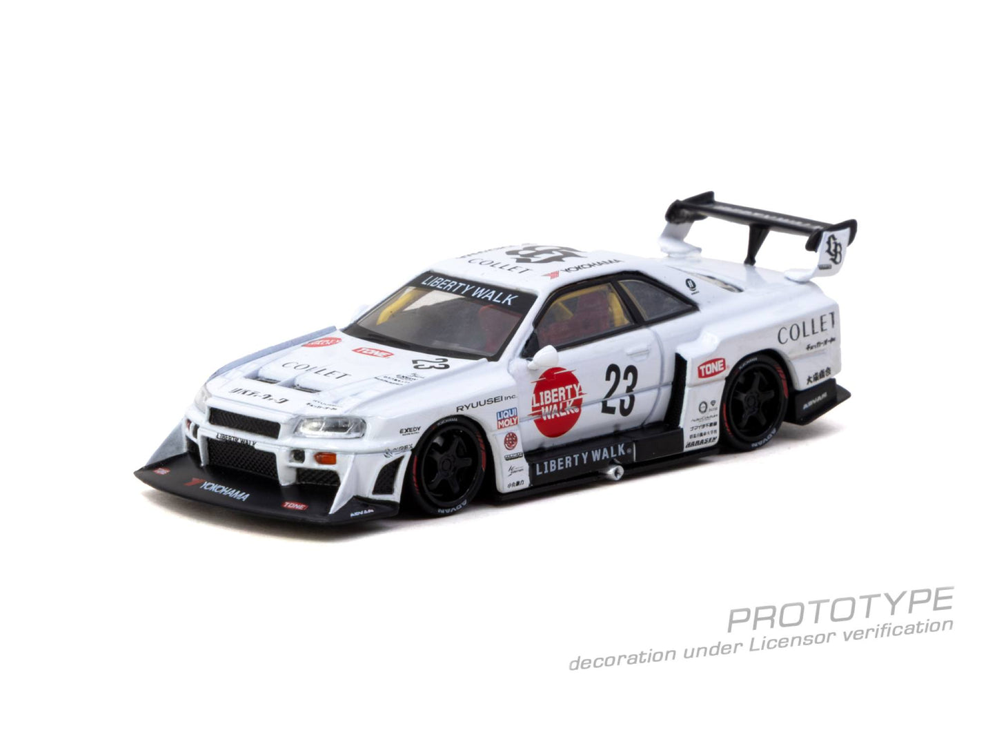 Tarmac Works Nissan Skyline GT-R R34 LB Super Silhouette Collet from the Hobby64 series.
