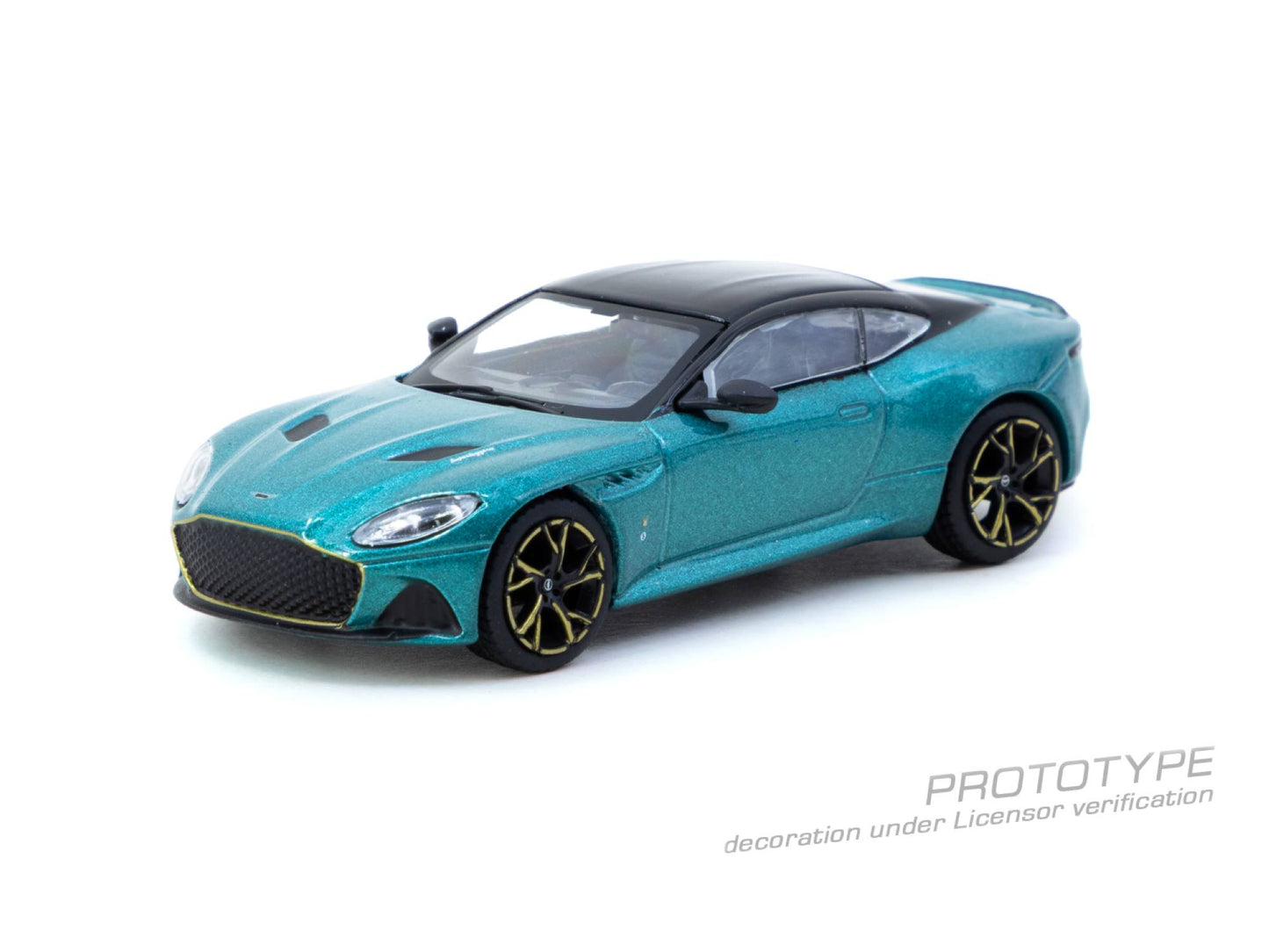 Tarmac Works 1:64 Aston Martin DBS Superleggera green metallic bronze accents diecast model