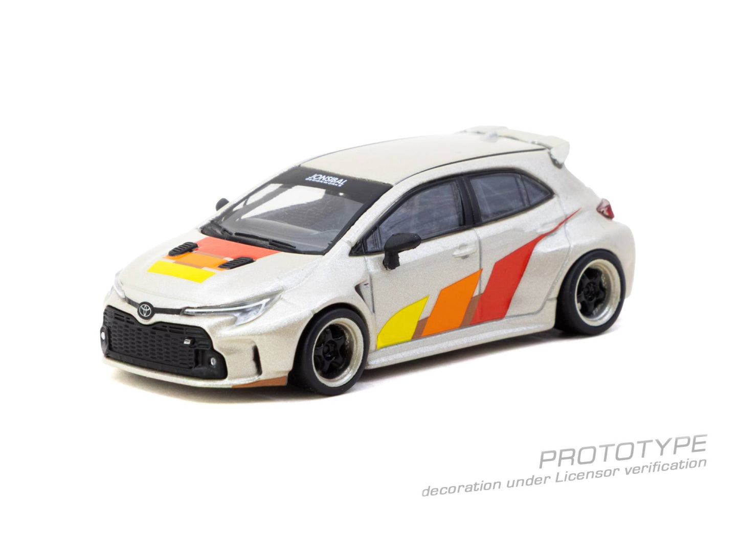 Tarmac Works 1:64 Toyota GR Corolla widebody beige Jon Sibal graphics diecast model
