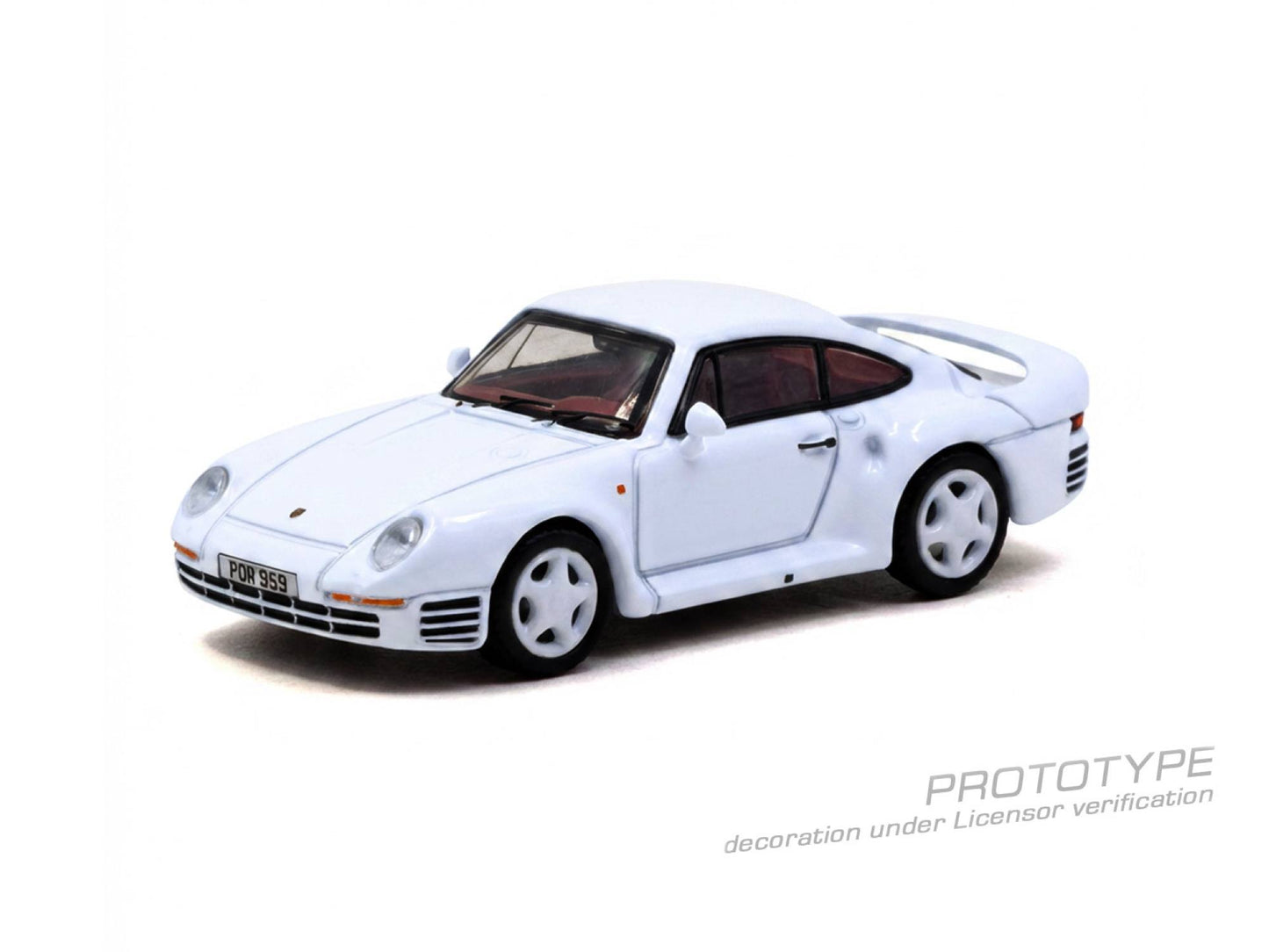 Tarmac Works 1989 Porsche 959 in white with exclusive trading card set.