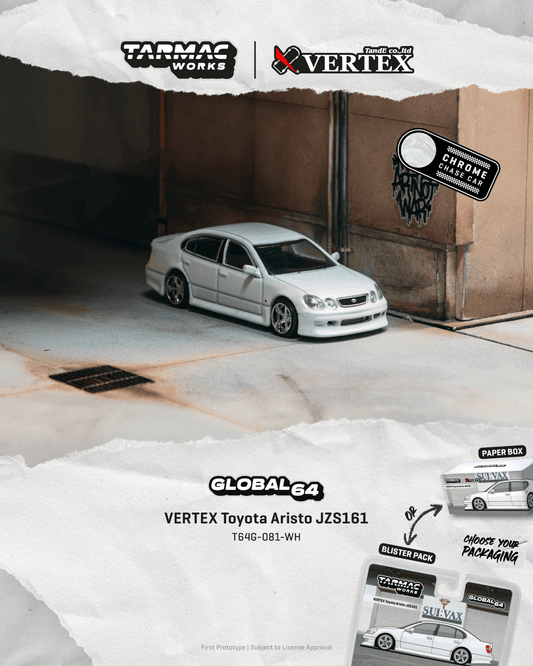 Tarmac Works Toyota Aristo JZS161 V300 Vertex in white from the Global64 collection.