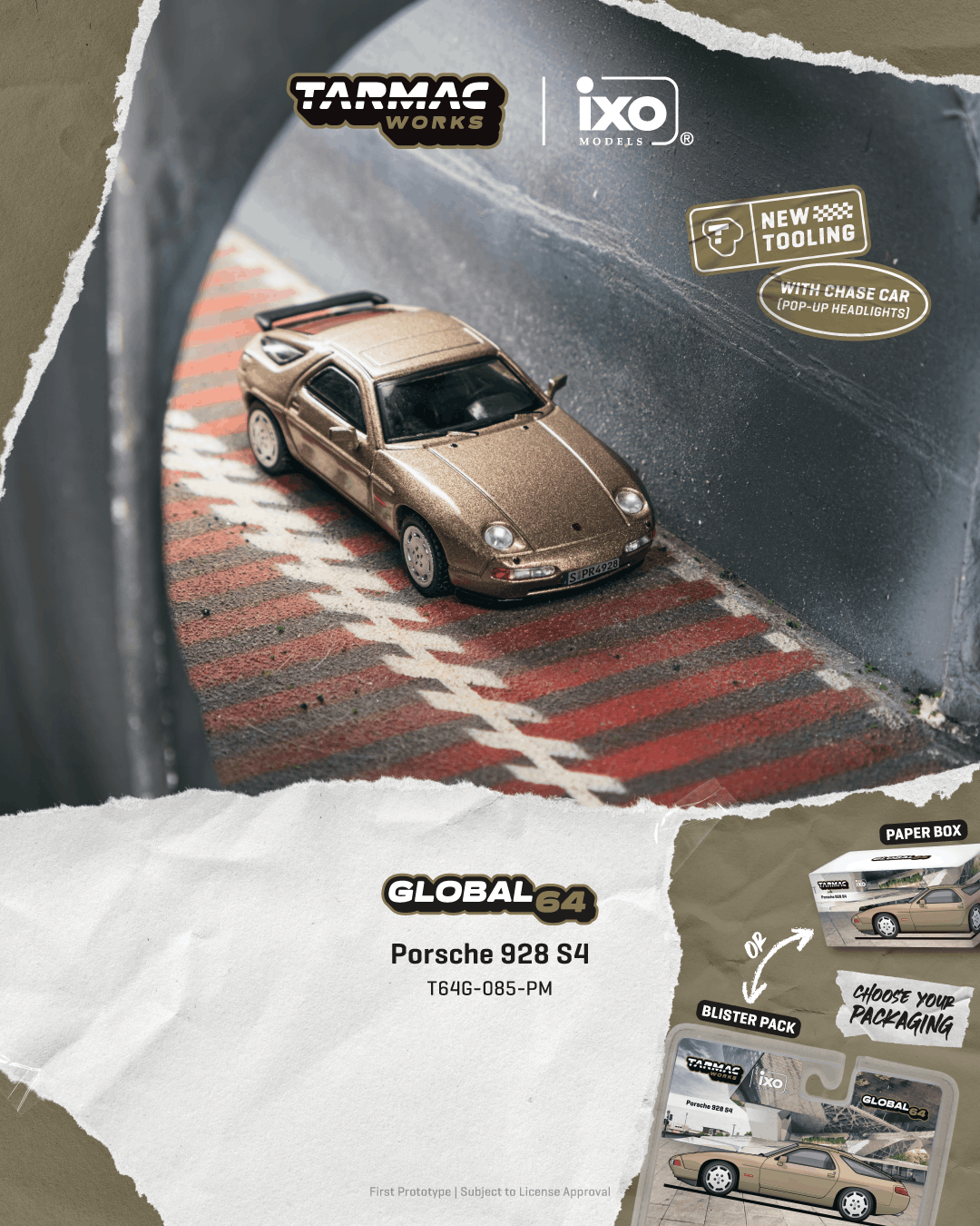 Tarmac Works 1992 Porsche 928 S in Platinum Metallic from the Global64 collection.