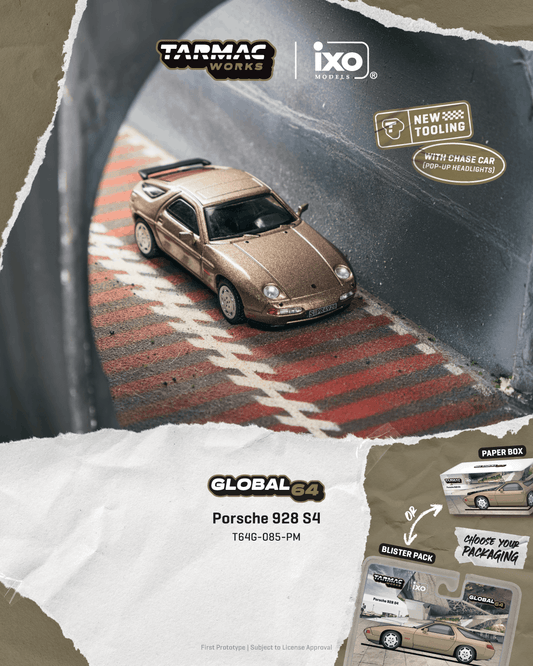 Tarmac Works 1992 Porsche 928 S in Platinum Metallic from the Global64 collection.