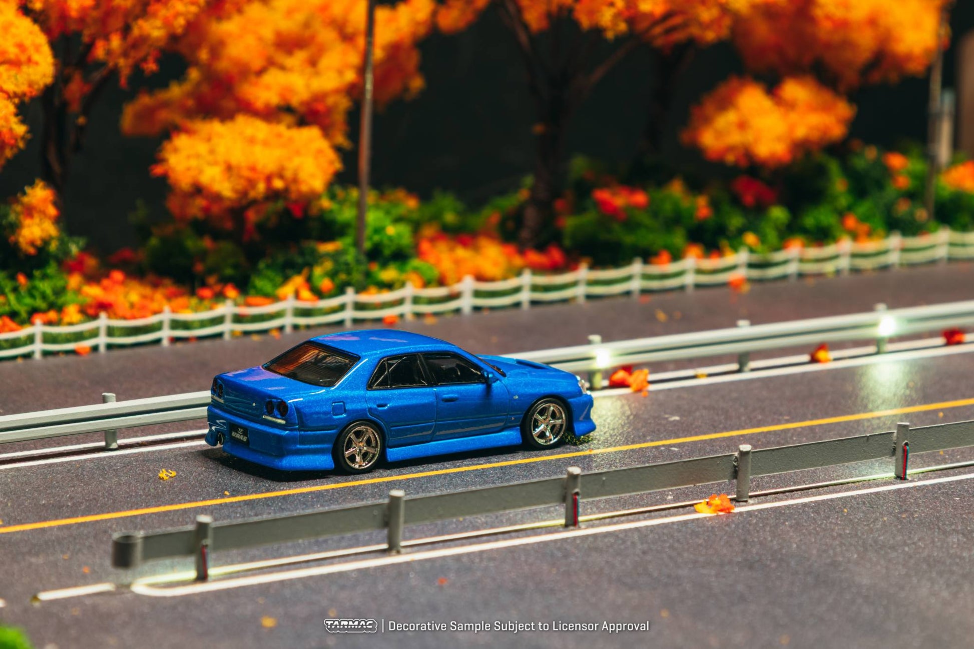 Tarmac Works 1:64 Nissan Skyline ER34 URAS blue new tooling drift diecast model. Back