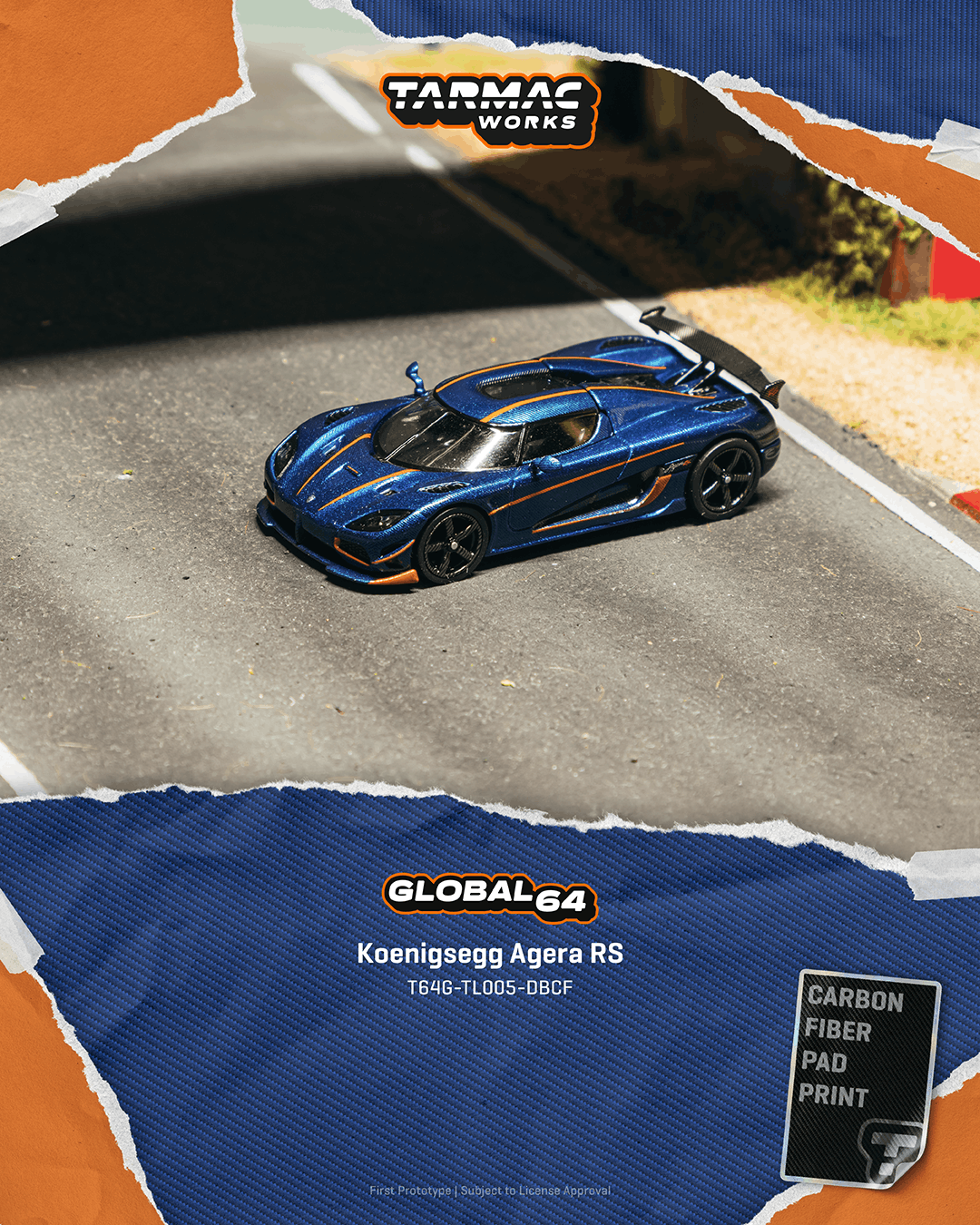 Tarmac Works 1:64 Koenigsegg Agera RS dark blue carbon fiber diecast model