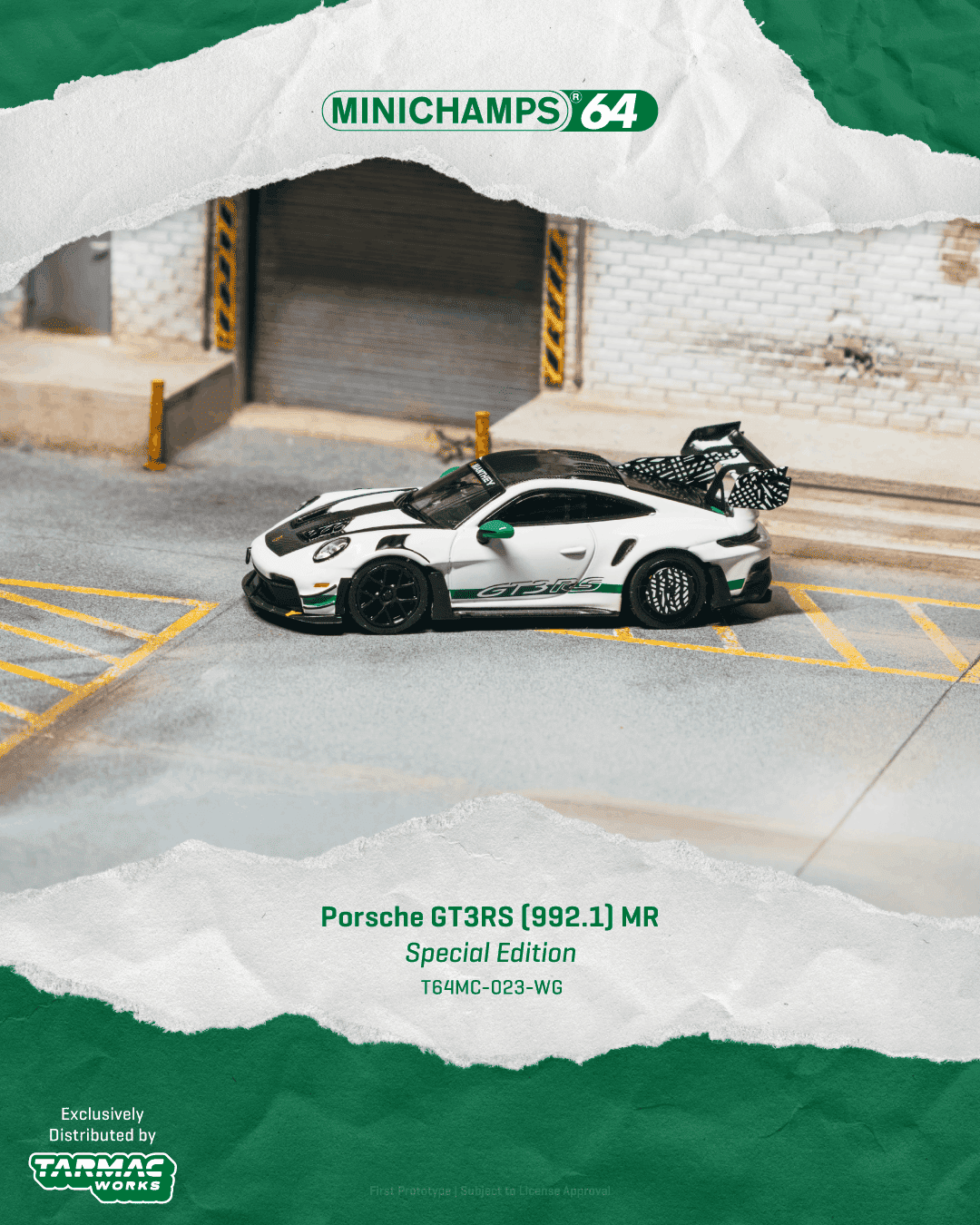 Tarmac Works Collab64 Porsche 911 GT3 RS Manthey Racing in white.