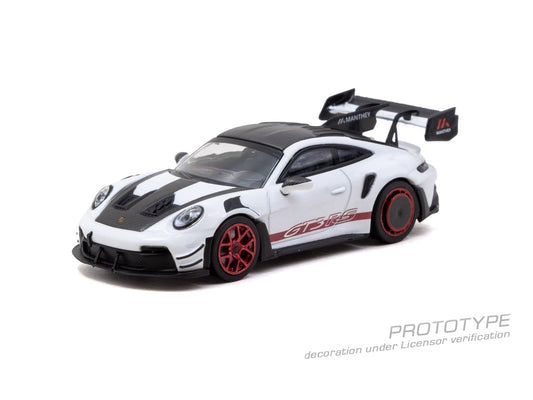 Tarmac Works Porsche 911 GT3 RS 992.1 MR in white and red from the Collab64 series.