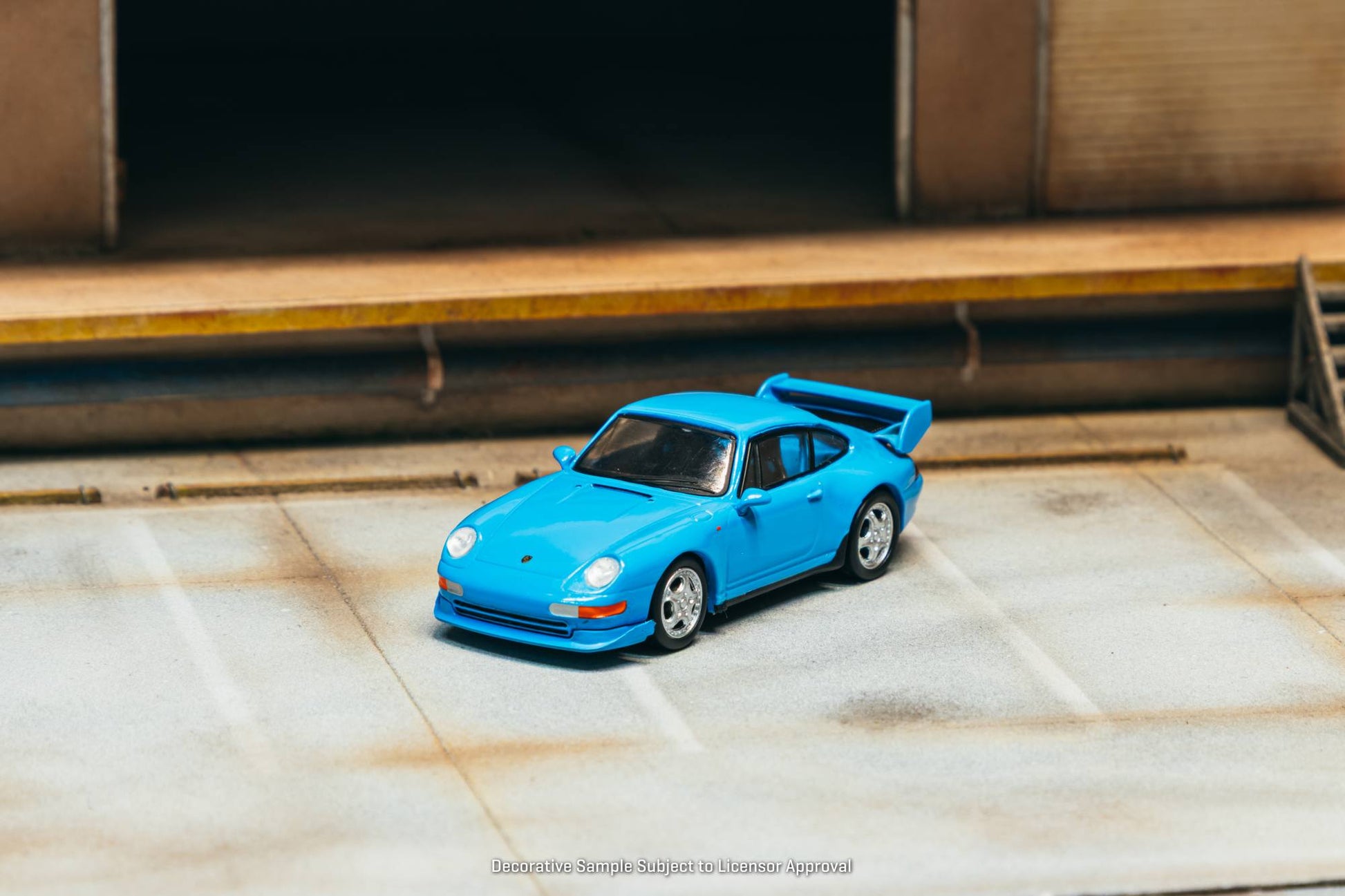 Tarmac Works Porsche 993 Carrera RS Clubsport in Riviera Blue from the Collab64 series. Front