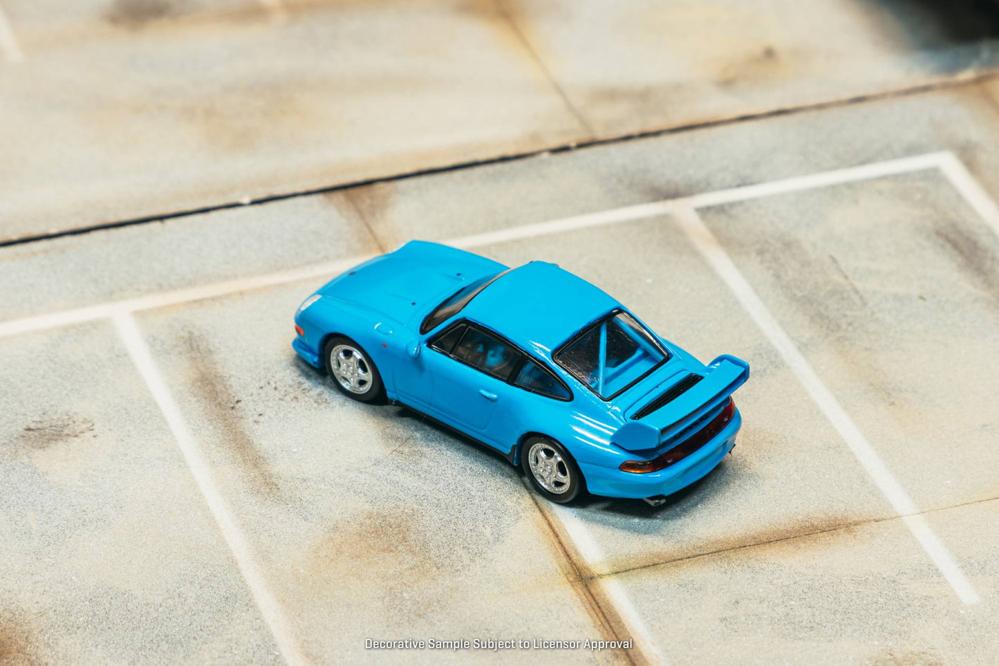 Tarmac Works Porsche 993 Carrera RS Clubsport in Riviera Blue from the Collab64 series. Top