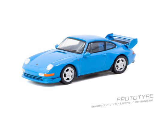 Tarmac Works Porsche 993 Carrera RS Clubsport in Riviera Blue from the Collab64 series.