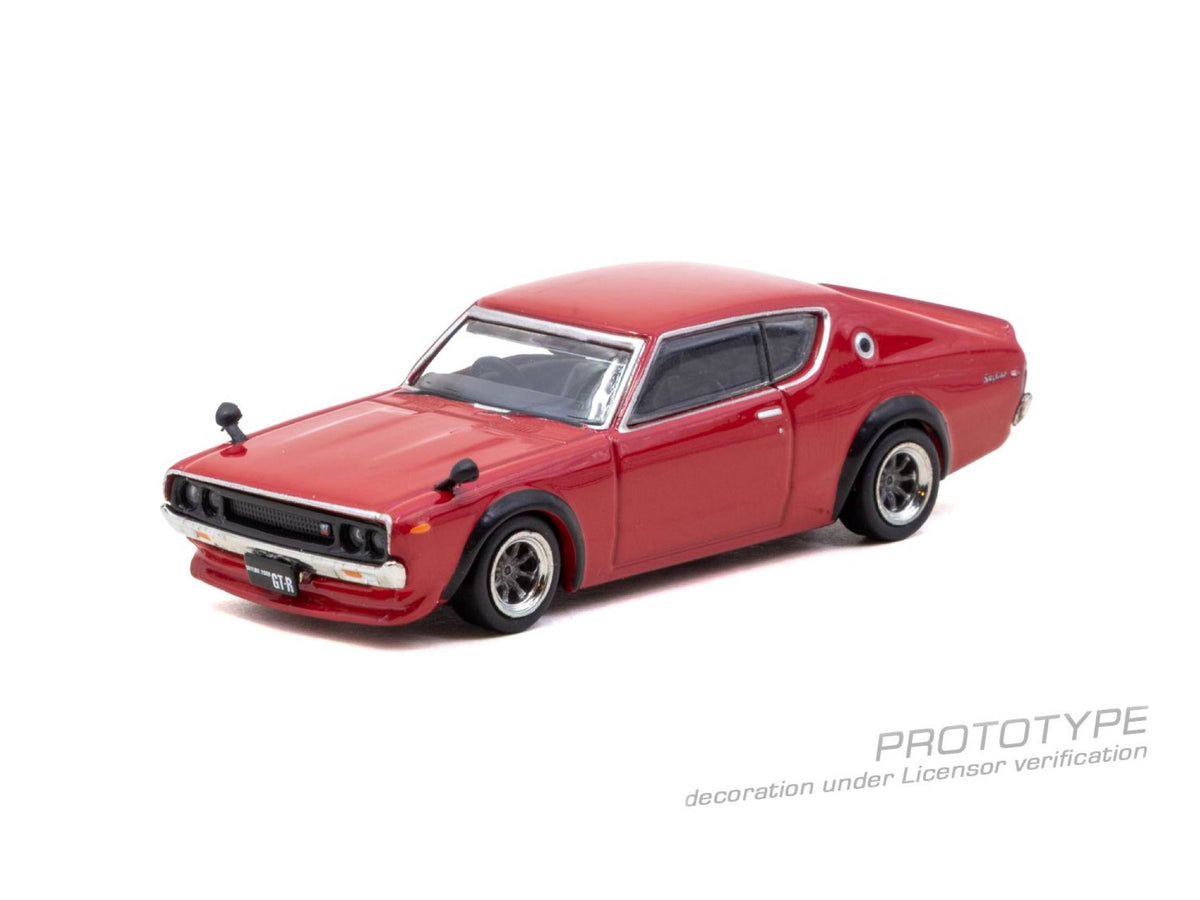 Tarmac Works 1972 Nissan Skyline 2000GT-R KPGC110 in red, a 1:64 Global64 diecast model.