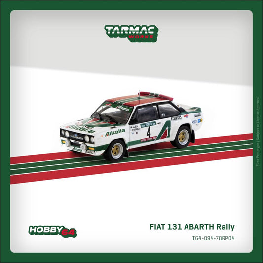 1:64 scale 1978 Fiat 131 Abarth Rally #4 – Rallye de Portugal winner by Tarmac Works.