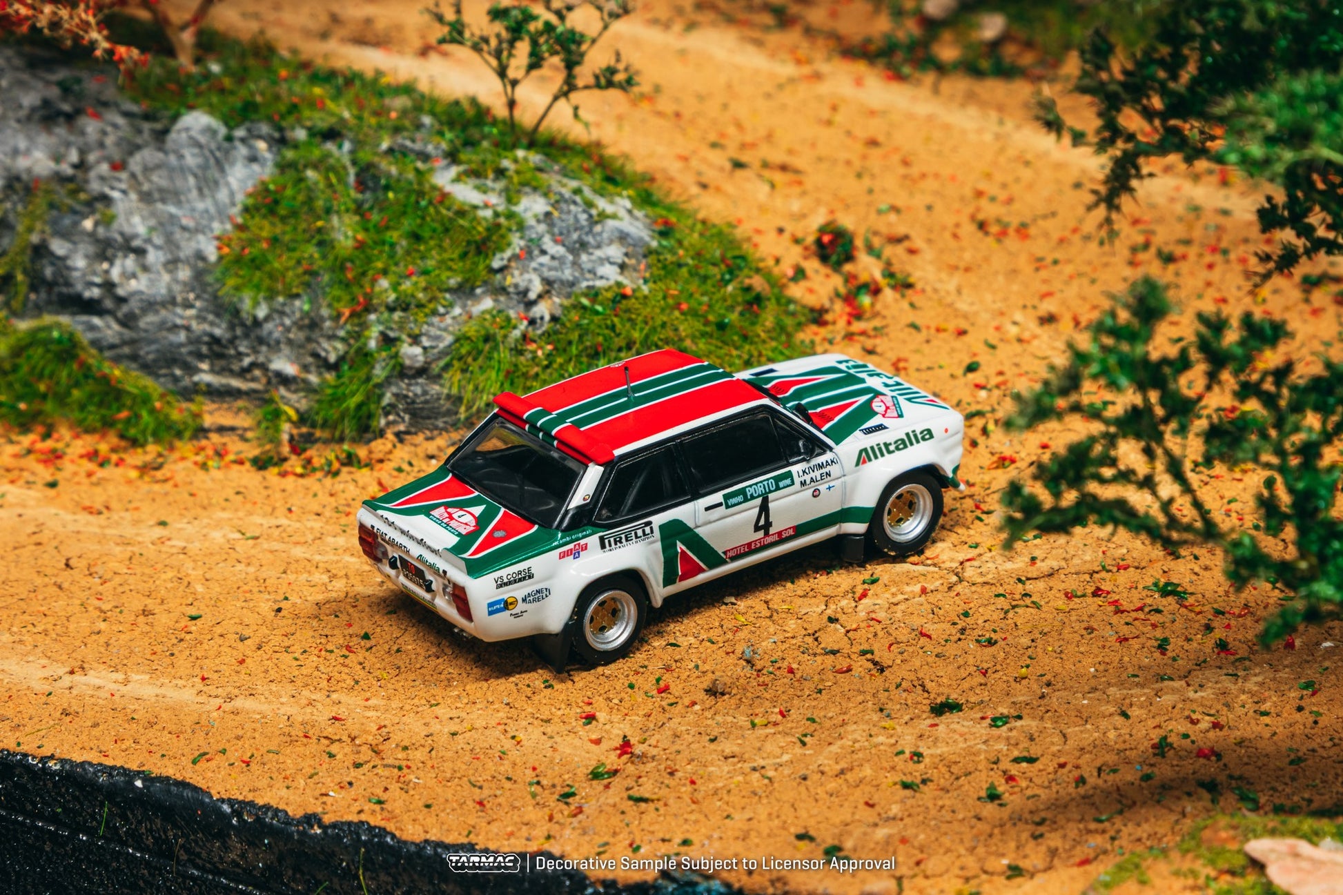 1:64 scale 1978 Fiat 131 Abarth Rally #4 – Rallye de Portugal winner by Tarmac Works. Back