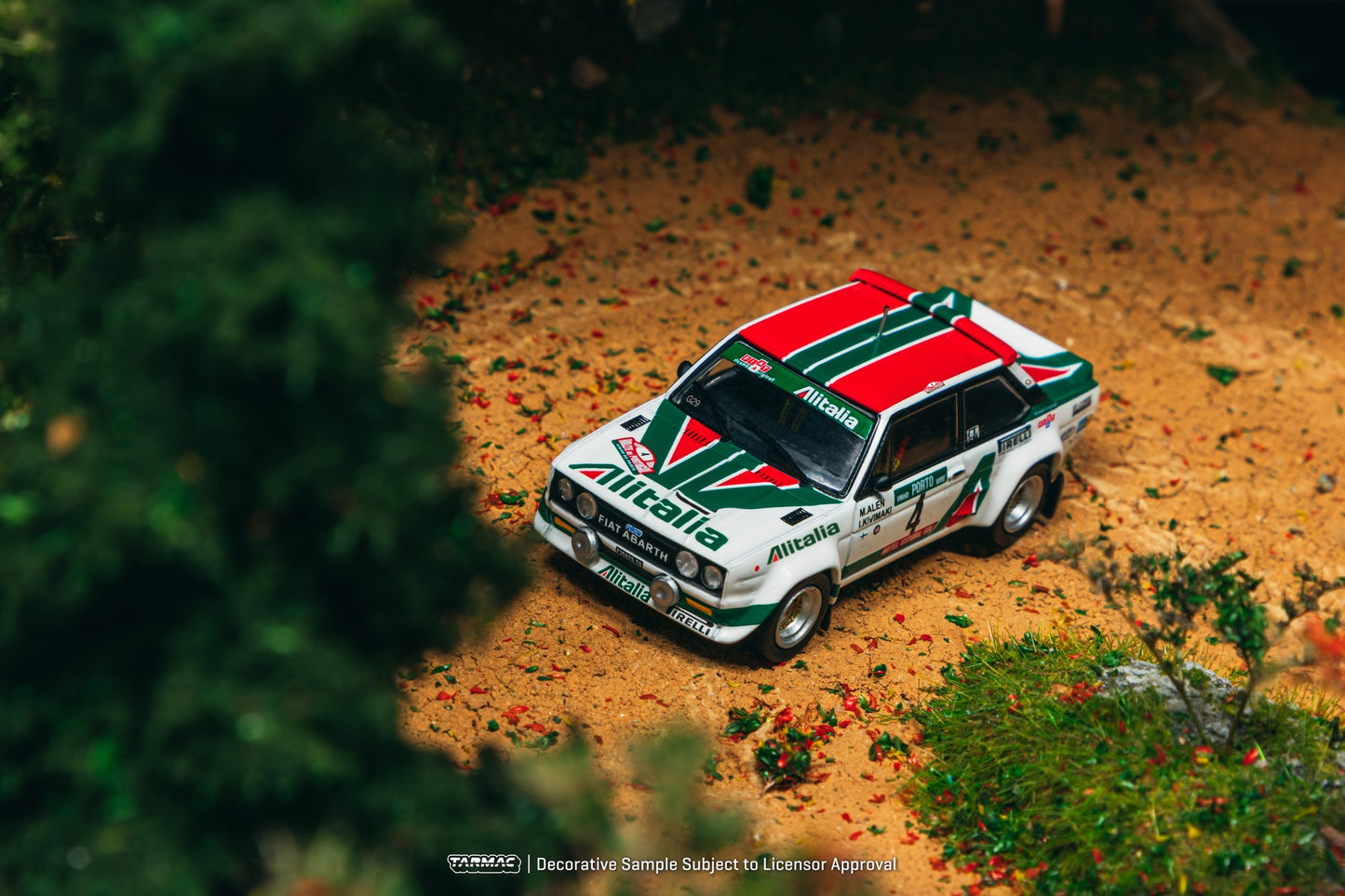 1:64 scale 1978 Fiat 131 Abarth Rally #4 – Rallye de Portugal winner by Tarmac Works. Front