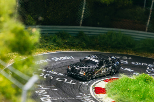 1:64 Tarmac Works Mercedes-Benz 190 E 2.3-16 #44 Johnny Cecotto DTM, featuring authentic DTM racing livery, detailed decals, and period-correct wheels. Front