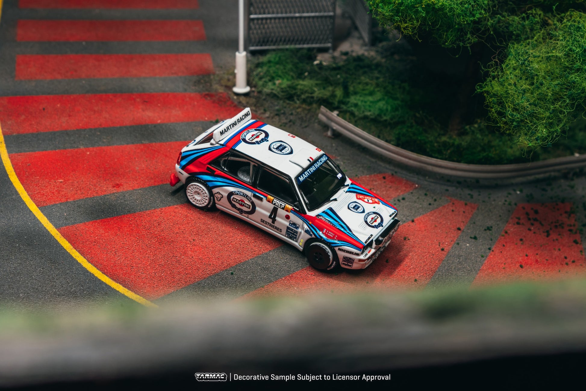 Tarmac Works 1992 Lancia Delta HF Integrale #4 Monte Carlo Rally Winner, Didier Auriol/Bernard Occelli, 1:64 scale model. Top