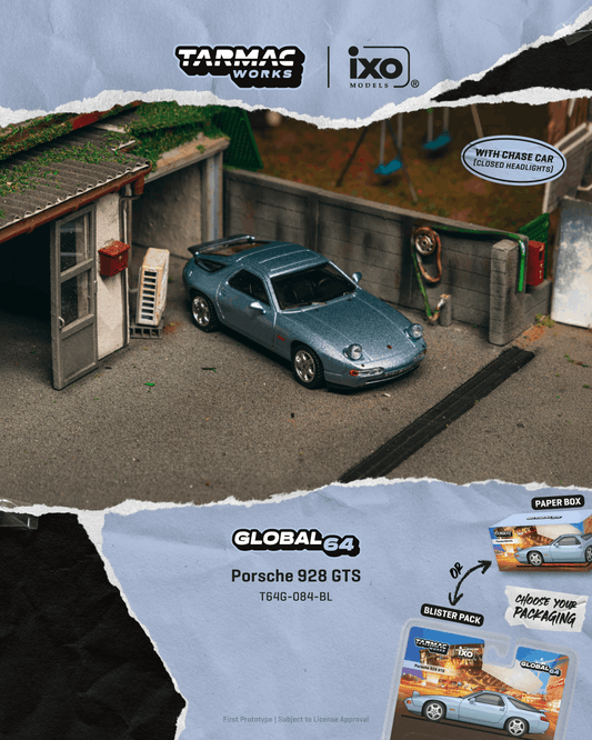 Tarmac Works Porsche 928 GTS blue metallic 1992 1:64 diecast