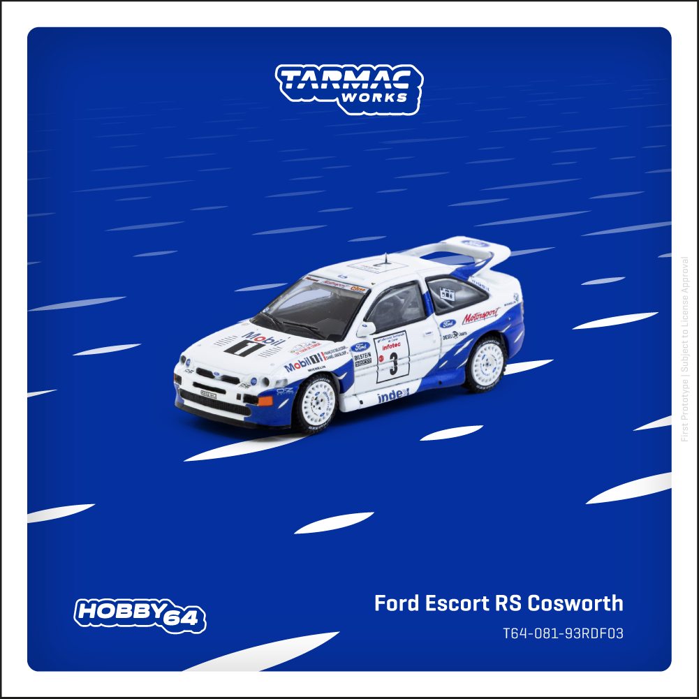 Tarmac Works 1:64 Ford Escort RS Cosworth #3 1993 Tour de Corse Rally Winner diecast model
