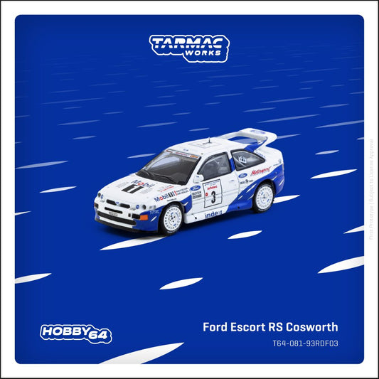 Tarmac Works 1:64 Ford Escort RS Cosworth #3 1993 Tour de Corse Rally Winner diecast model