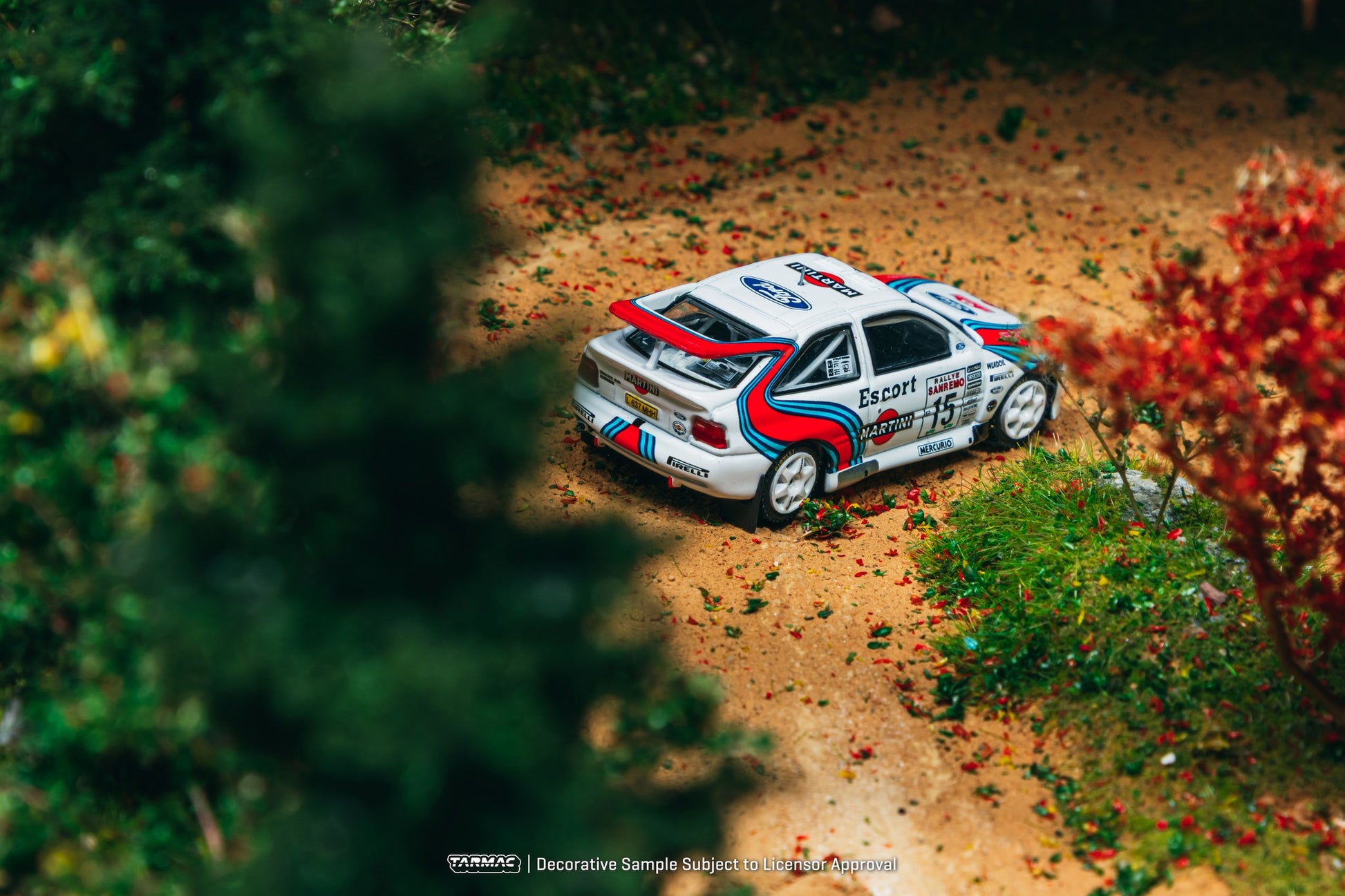 1:64 scale Ford Escort RS Cosworth #15 from 1994 WRC Rallye Sanremo by Tarmac Works. Back