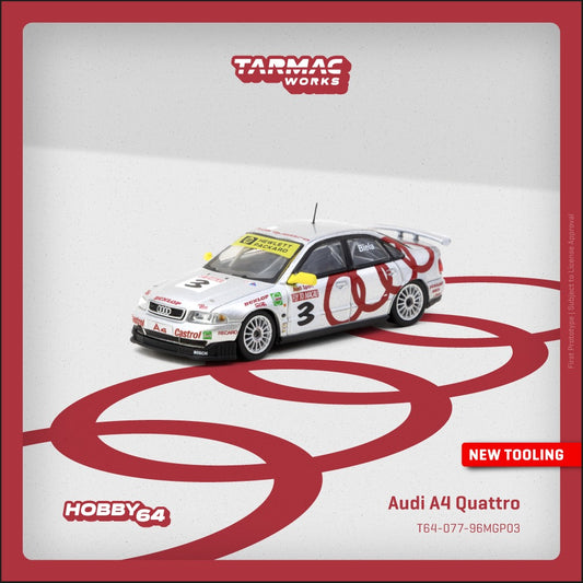 Tarmac Works 1:64 Audi A4 Quattro #3 Frank Biela 1996 Macau Guia Race Winner diecast model