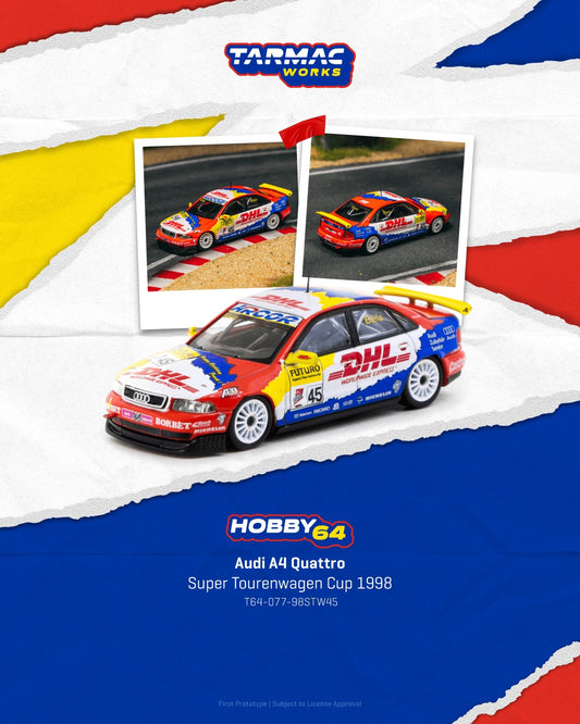 Tarmac Works Audi A4 Quattro #45 Frank Biela 1:64 scale model car from the 1998 Super Tourenwagen Cup. Poster