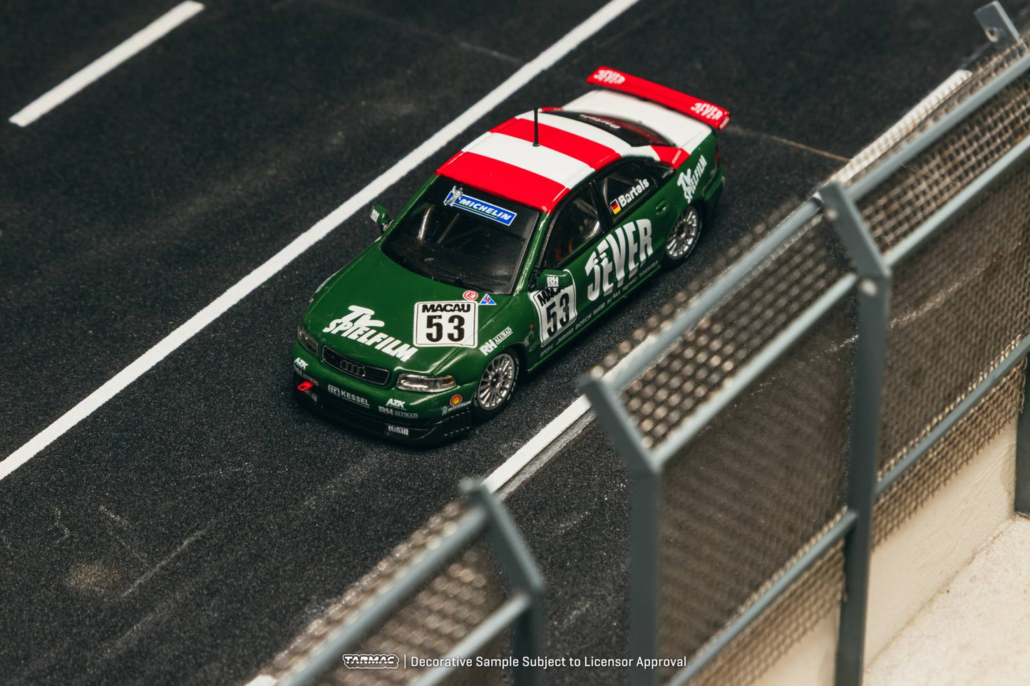 Tarmac Works Audi A4 B5 Quattro #53 Macau Guia Race winner 1:64 diecast. Front