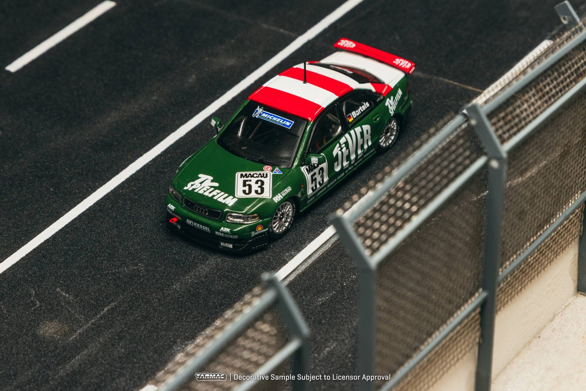 Tarmac Works Audi A4 B5 Quattro #53 Macau Guia Race winner 1:64 diecast. Front