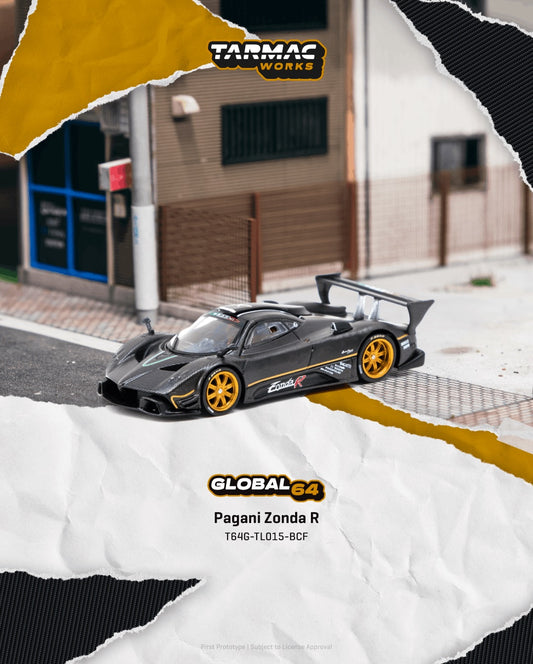 Tarmac Works 1:64 Pagani Zonda R 2007 matte exposed carbon fiber hypercar diecast model