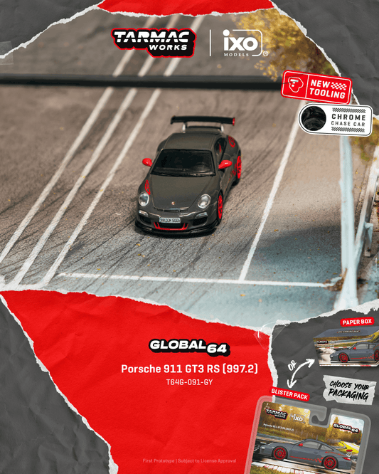 Tarmac Works Porsche 911 997.2 GT3 RS grey red GLOBAL64 1:64 diecast
