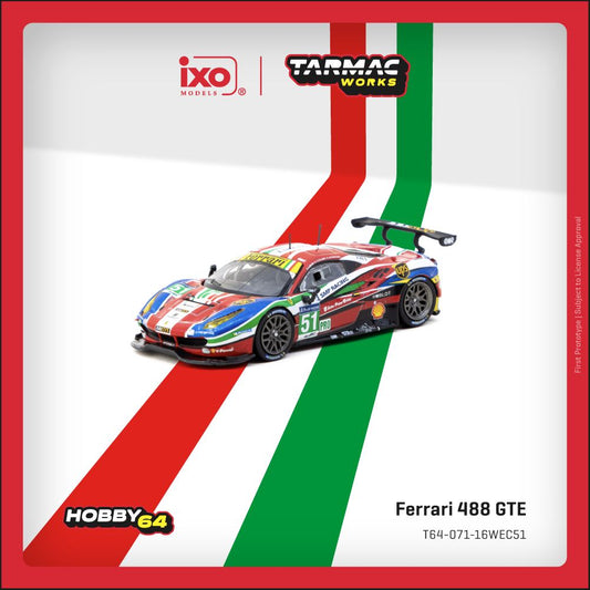 Tarmac Works 1:64 Ferrari 488 GTE #51 AF Corse 2016 Le Mans diecast model