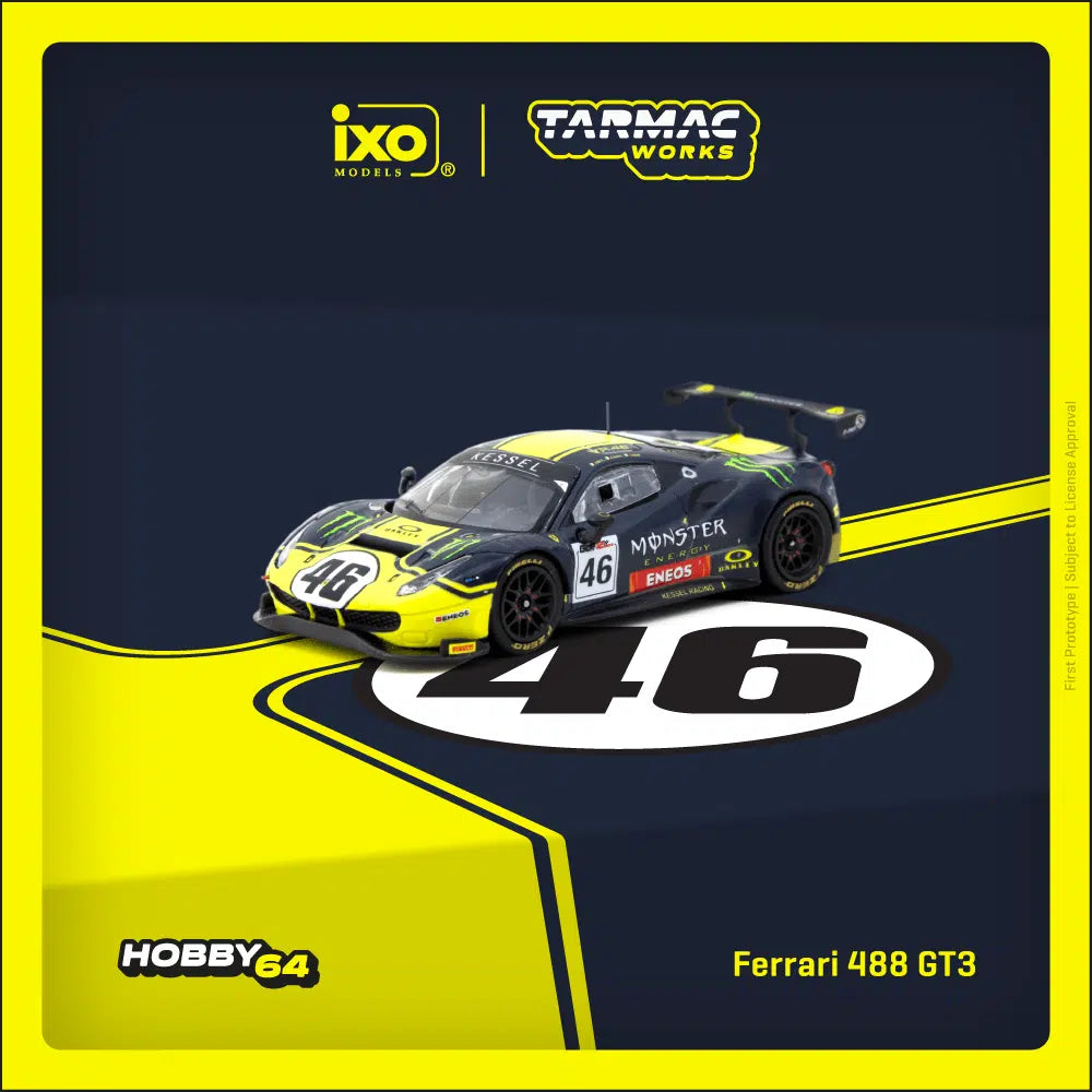 (Pre-Order) Tarmac Works - 2019 Ferrari 488 GT3 #46 V. Rossi / A. Salucci / L. Marini, Gulf 12 Hours 2019