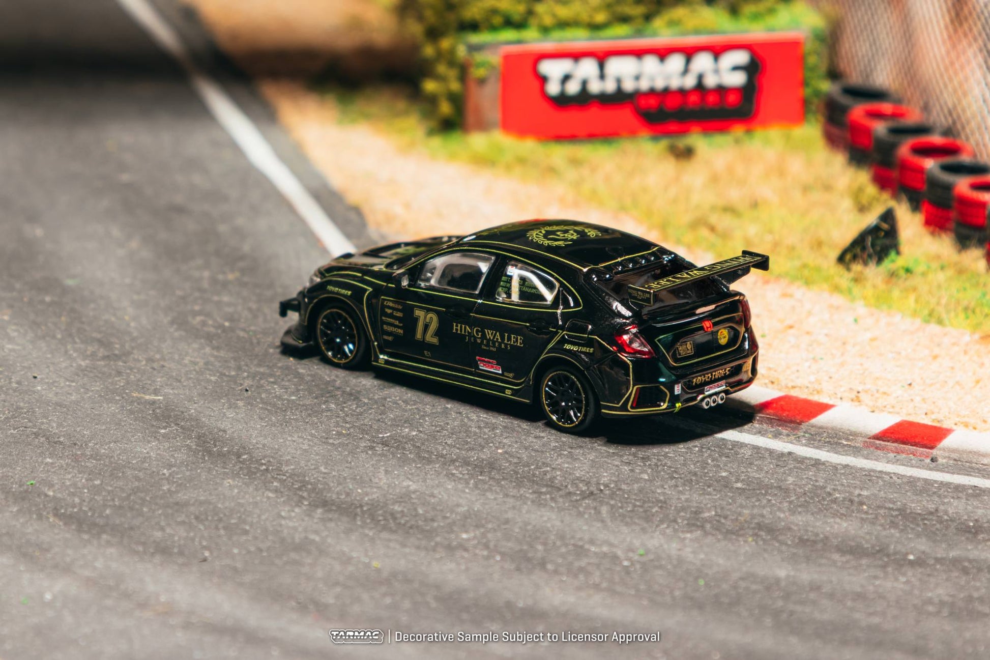 Tarmac Works 1:64 Honda Civic Type R FK8 2021 NASA endurance racing black diecast model. Back