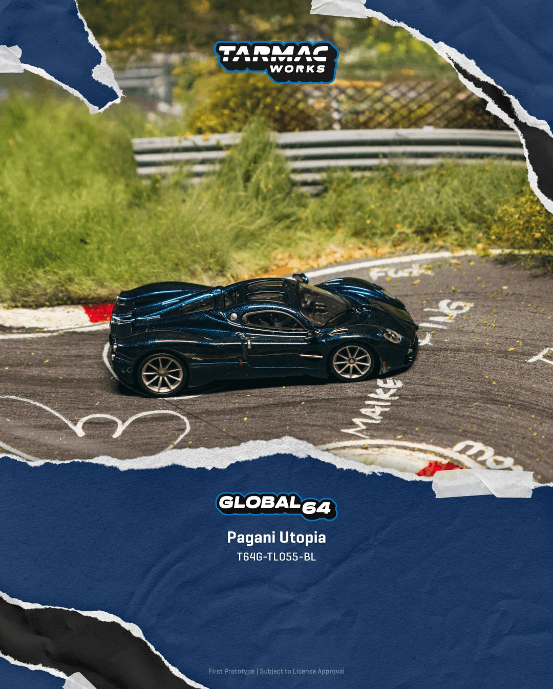 Tarmac Works 1:64 Pagani Utopia 2022 blue metallic modern hypercar diecast model