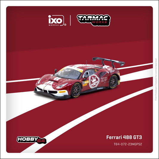 (Pre-Order) Tarmac Works - 2023 Ferrari 488 GT3 #52 Chen Weian Macau GT Cup FIA GT World Cup 2023 Harmony Racing