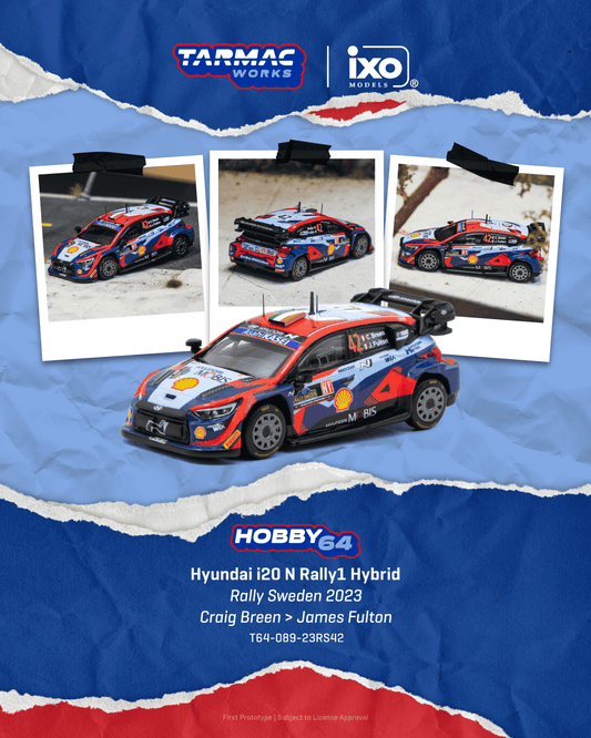 Tarmac Works 2023 Hyundai i20 N Rally1 Hybrid #42 Craig Breen Rally Sweden, a 1:64 Hobby64 model.
