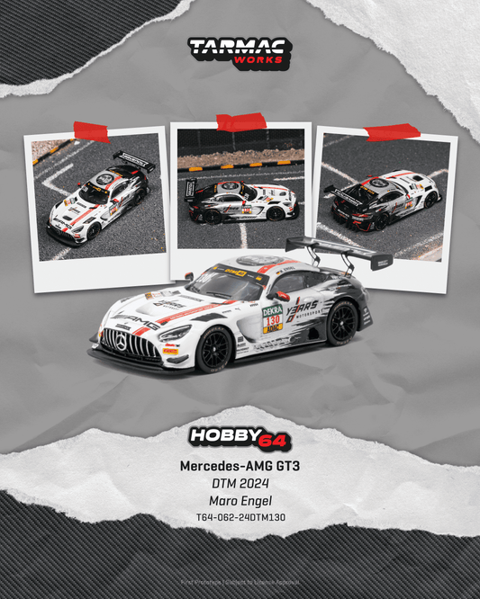 Tarmac Works Hobby64 Mercedes-AMG GT3 number 130 Maro Engel DTM Championship 2024 in 1:64 scale