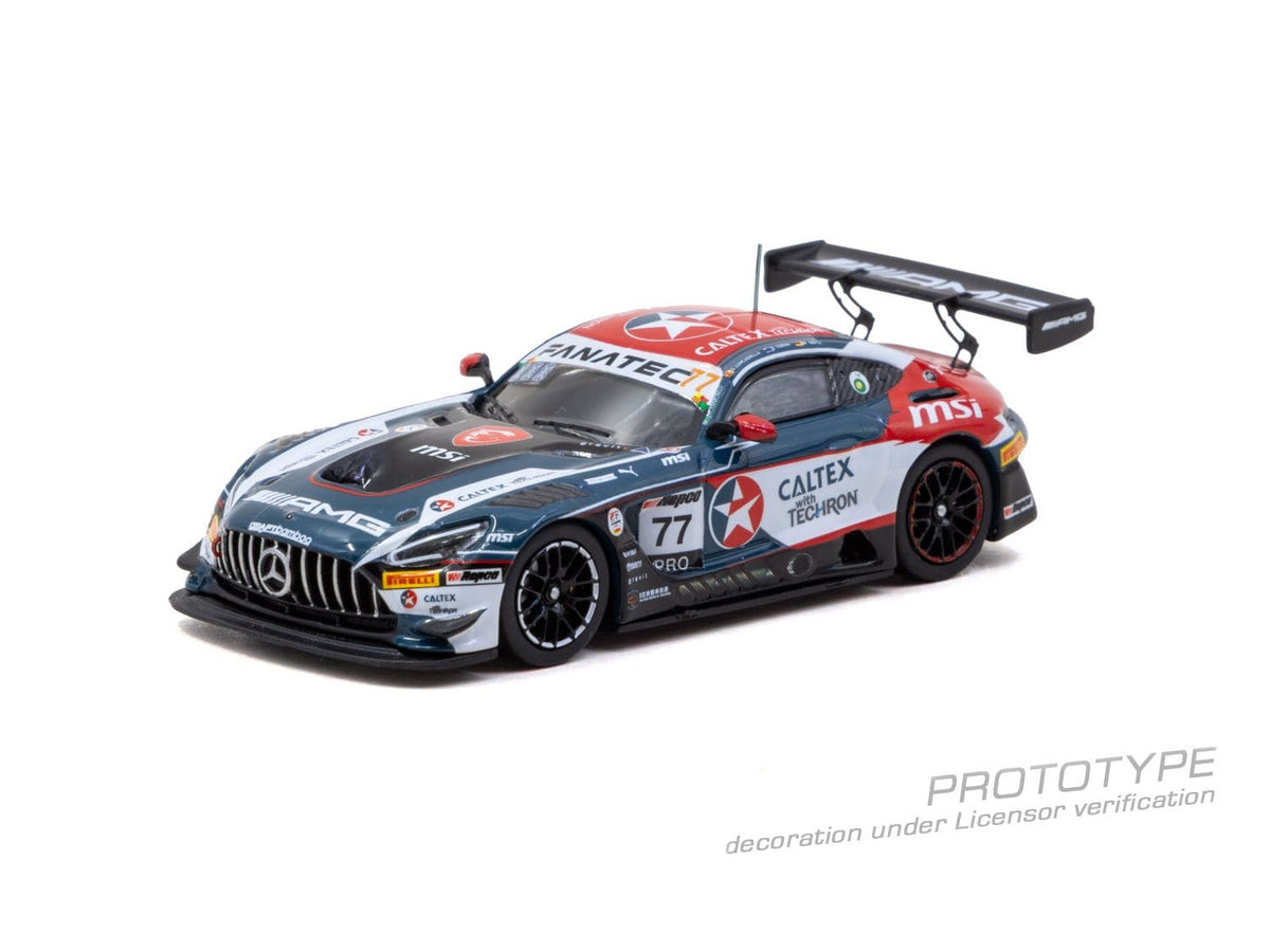 Tarmac Works 2024 Mercedes-AMG GT3 #77 Maximilian Götz Bathurst 12 Hour, a 1:64 Hobby64 collector model.