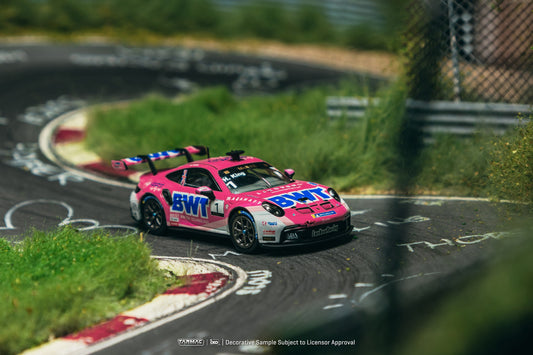 Tarmac Works 2024 Porsche 911 GT3 Cup (992) #1 Harry King, Porsche Mobil 1 Supercup, 1:64 scale model. Front