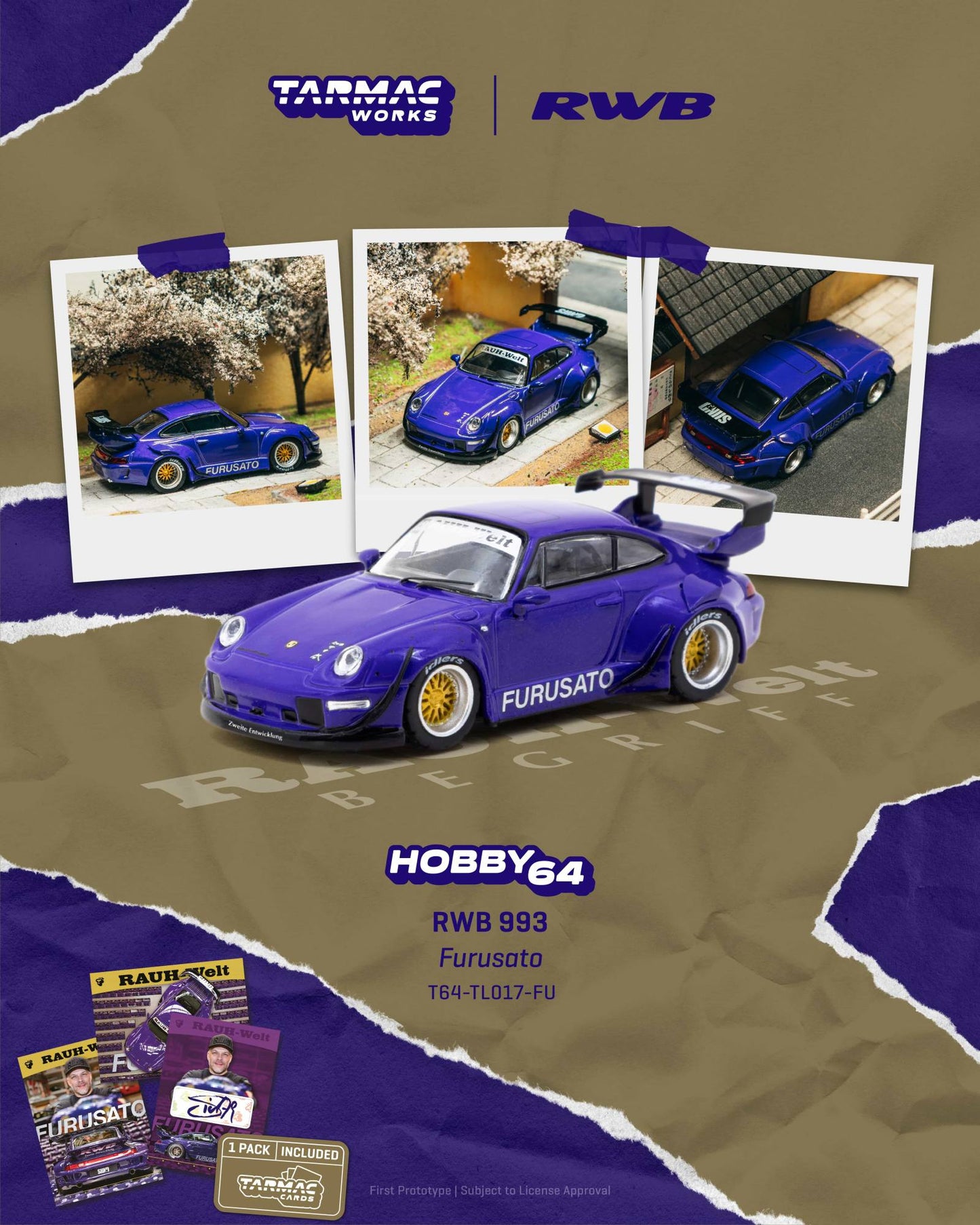 Tarmac Works 1:64 Porsche RWB 993 Furusato widebody air cooled Porsche diecast model