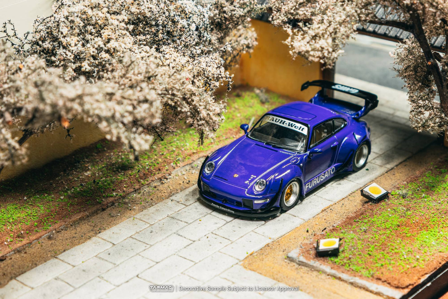 Tarmac Works 1:64 Porsche RWB 993 Furusato widebody air cooled Porsche diecast model. Front