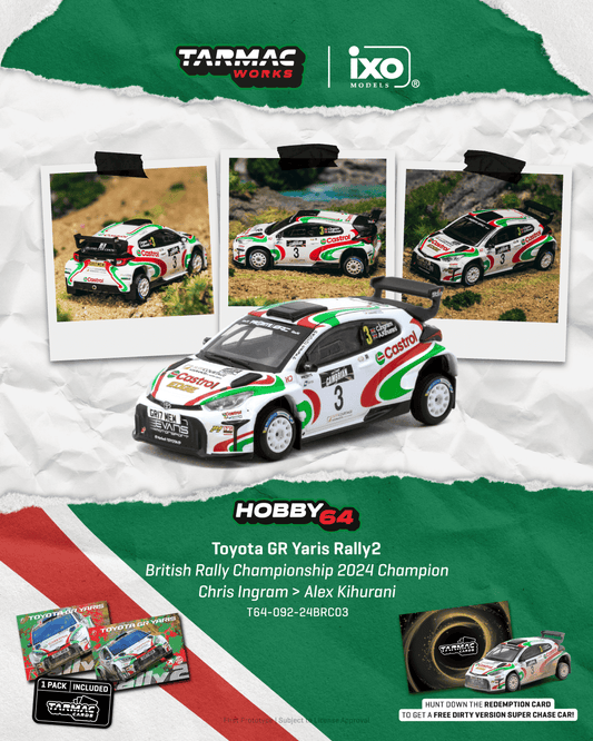 Tarmac Works 2024 Toyota Yaris GR Rally1 Hybrid #3 Chris Ingram British Rally Championship Champion, 1:64 Hobby64.