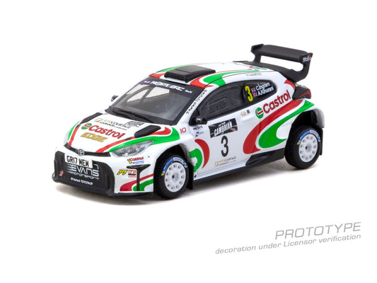 Tarmac Works 2024 Toyota Yaris GR Rally1 Hybrid #3 Chris Ingram British Rally Championship Champion, 1:64 Hobby64.