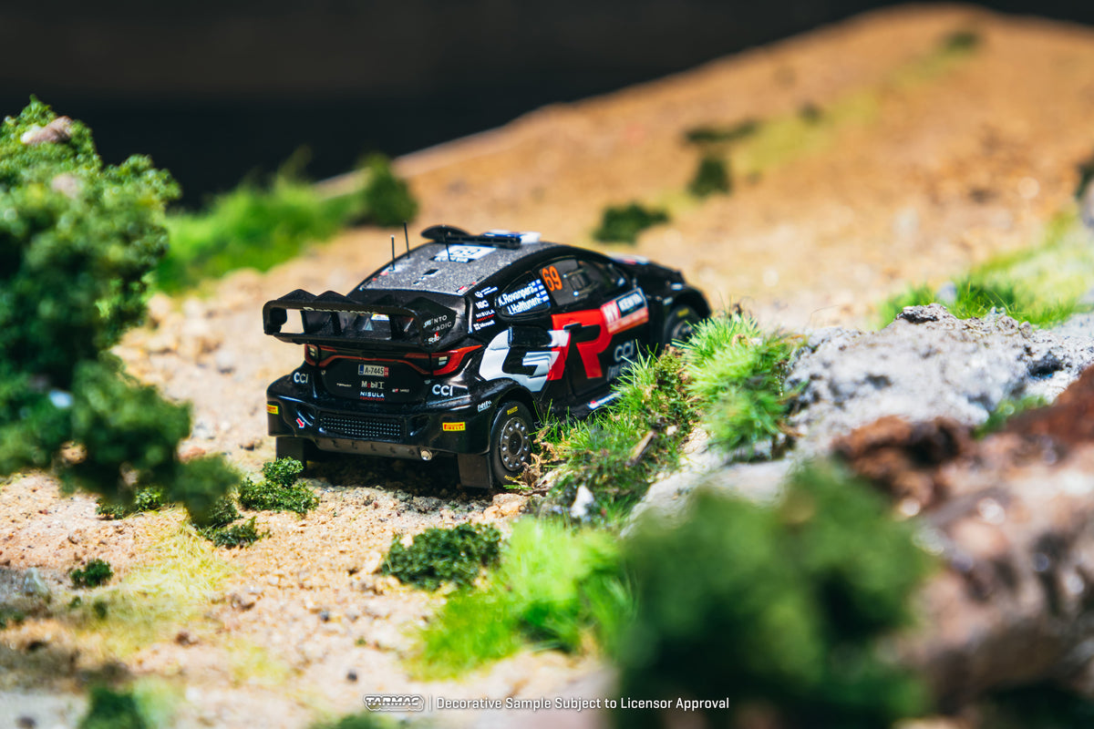 Tarmac Works 2024 Toyota Yaris GR Rally1 Hybrid #69 Kalle Rovanperä, Safari Rally Kenya winner, in 1:64 Hobby64 scale.