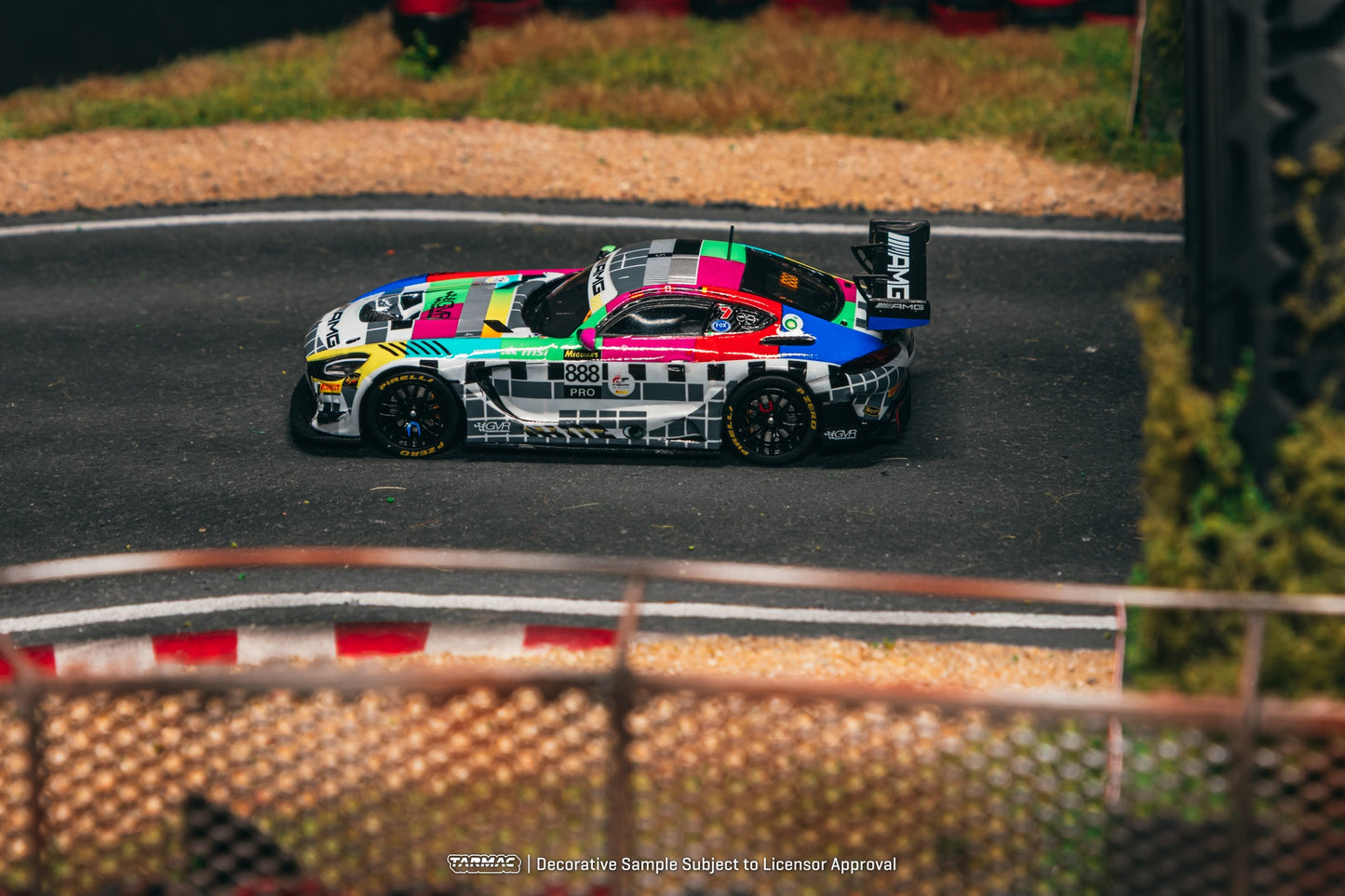 Tarmac Works 2025 Mercedes-AMG GT3 #888 Bathurst 12h 1:64 scale model, Maro Engel, Mikaël Grenier, Maxime Martin, GruppeM Racing. Side