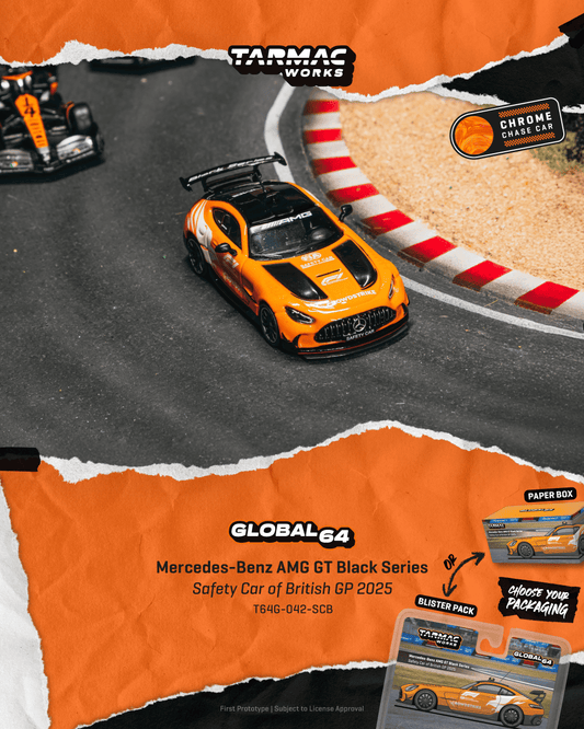 Tarmac Works Global64 2025 Mercedes-AMG GT Black Series Formula 1 Safety Car British Grand Prix in 1:64 scale