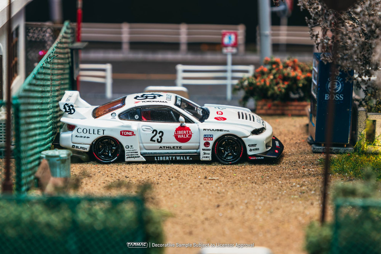 Tarmac Works 1:64 Nissan Silvia S15 LB Super Silhouette 2025 Liberty Walk drift car new tooling diecast model. Side