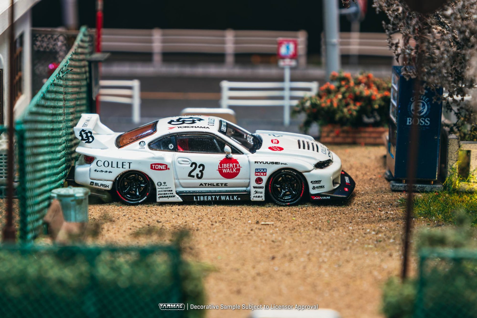 Tarmac Works 1:64 Nissan Silvia S15 LB Super Silhouette 2025 Liberty Walk drift car new tooling diecast model. Side